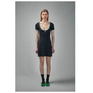 COURRÈGES Holistic Contrast Mini Dress In Black Size Medium